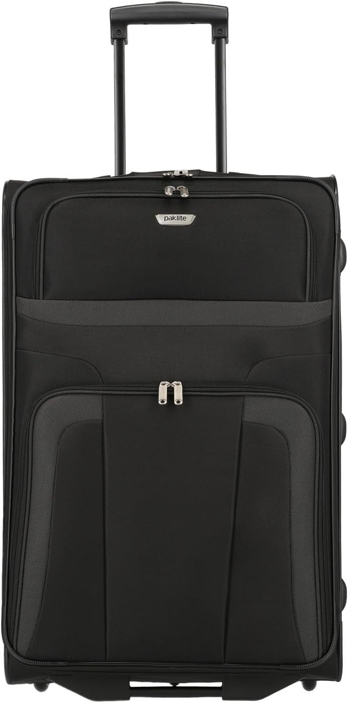Large Soft Shell Travel Suitcase 2 Wheel Trolley 73cm 80L Black