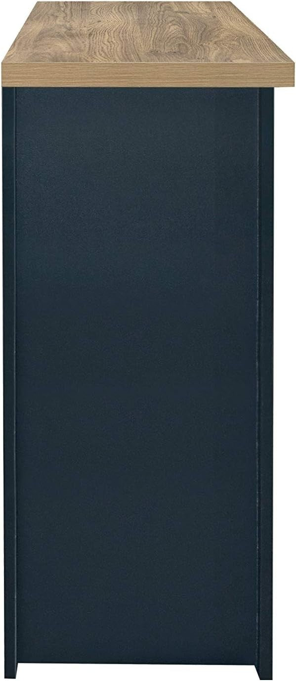 Navy Blue Sideboard Oak Top 3 Door 2 Drawer Storage Unit Farmhouse Style
