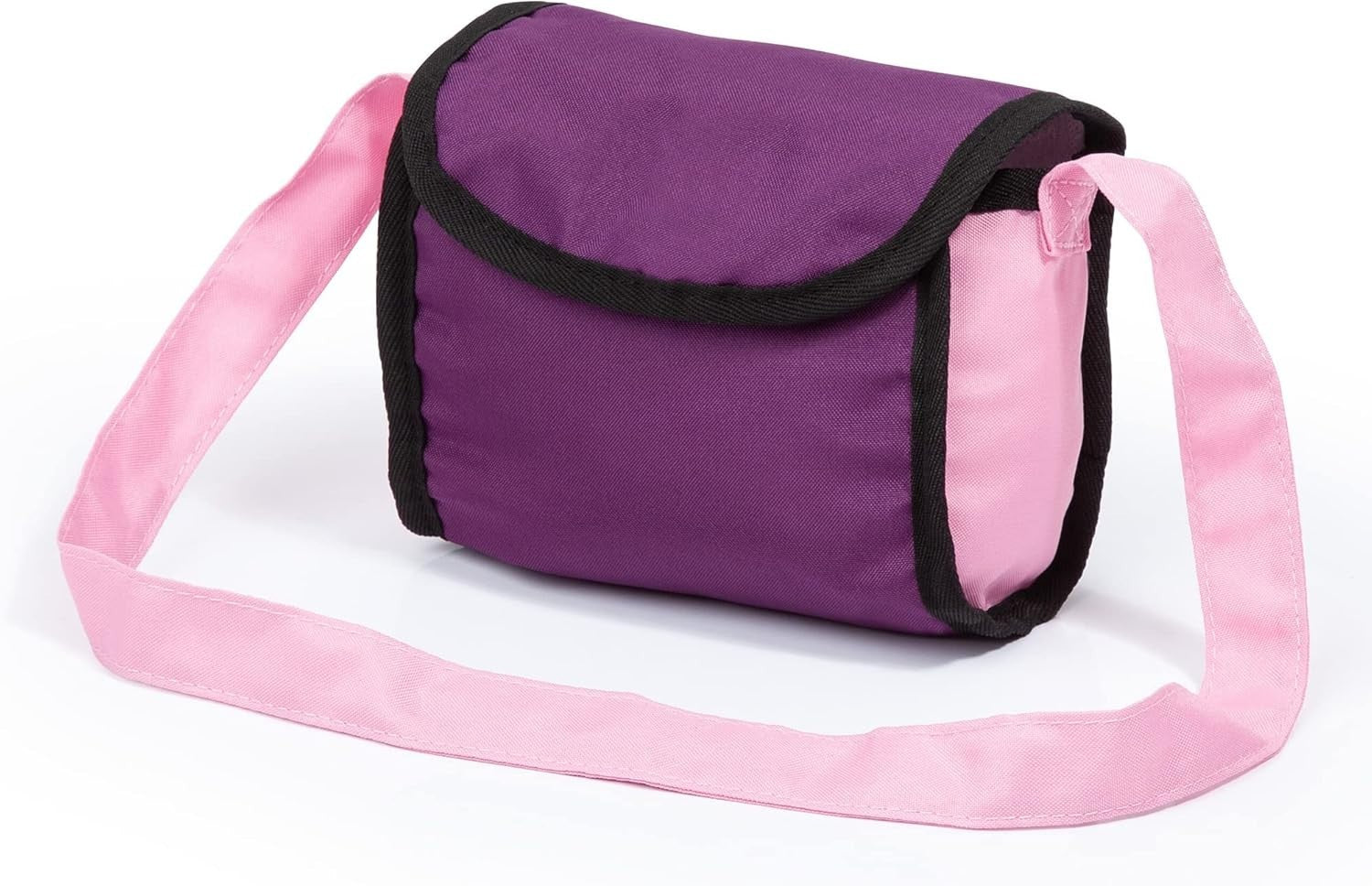 Doll Pram Stroller Foldable Height Adjustable Handle Basket Bag Purple