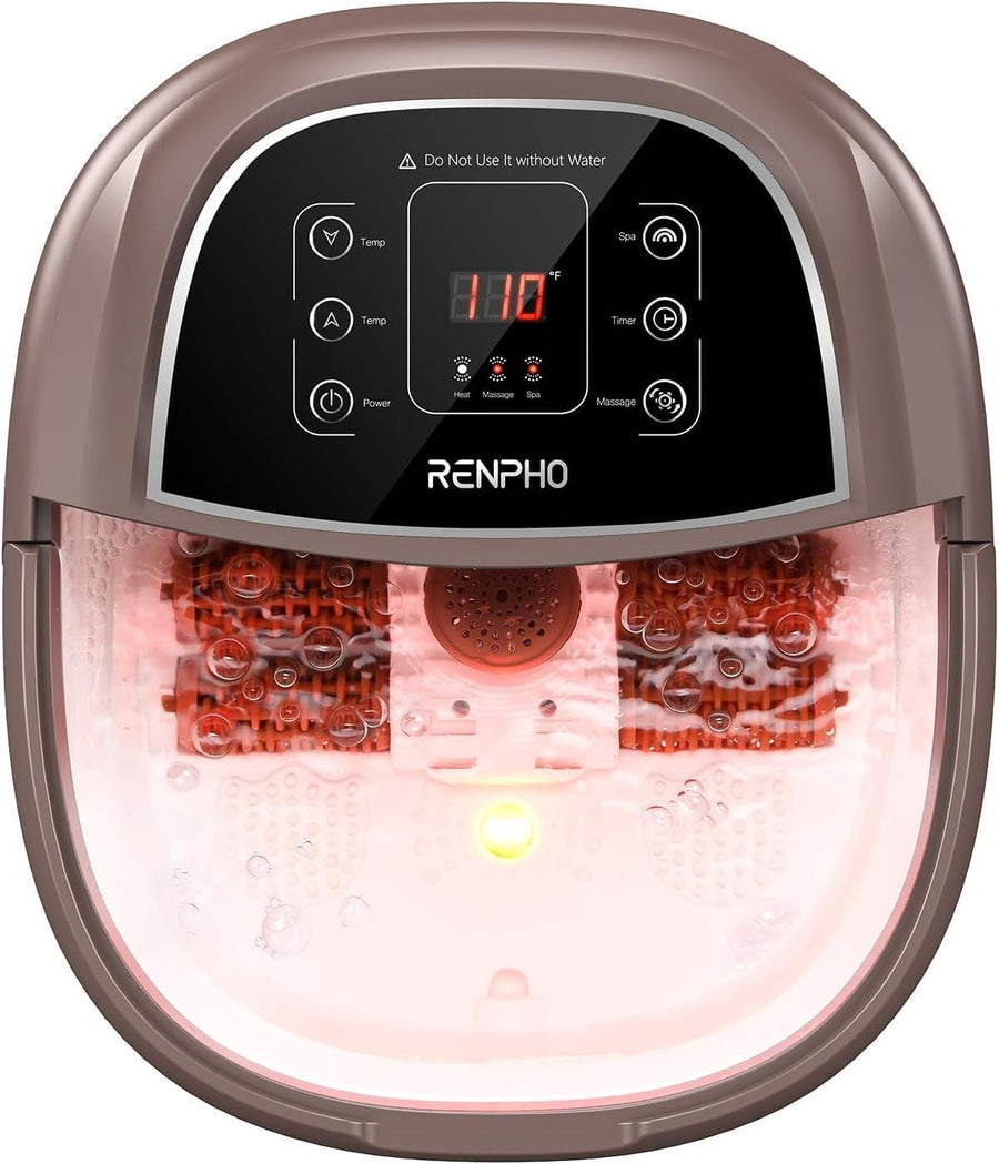 Heated Foot Spa Massager Auto Rollers Bubble Jets Timer Temp Control