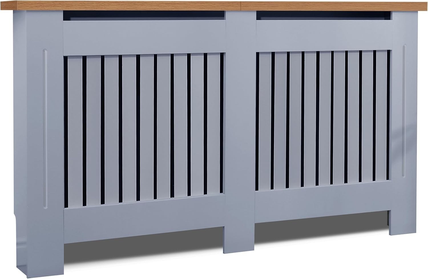 Modern Grey Radiator Cover MDF Cabinet | Large Vertical Slat Heater Guard 152cm