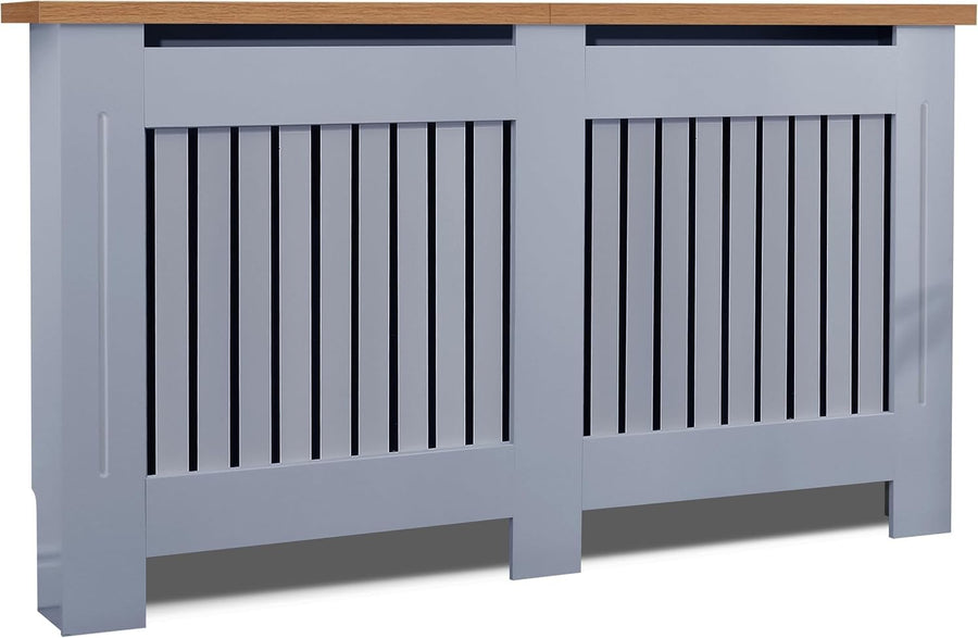 Modern Grey Radiator Cover MDF Cabinet | Large Vertical Slat Heater Guard 152cm