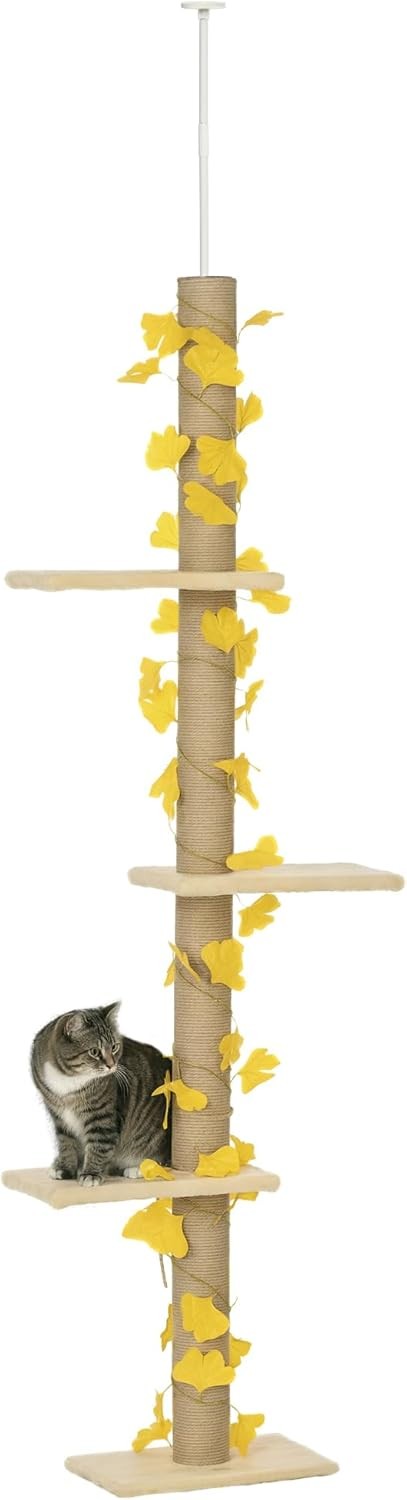 Floor to Ceiling Cat Tree 242cm Adjustable Climbing Tower Scratch Post