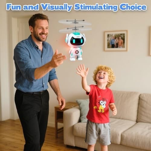 Hand Sensing Robot Drone Toy for Kids 3+ LED Helicopter Indoor/Outdoor