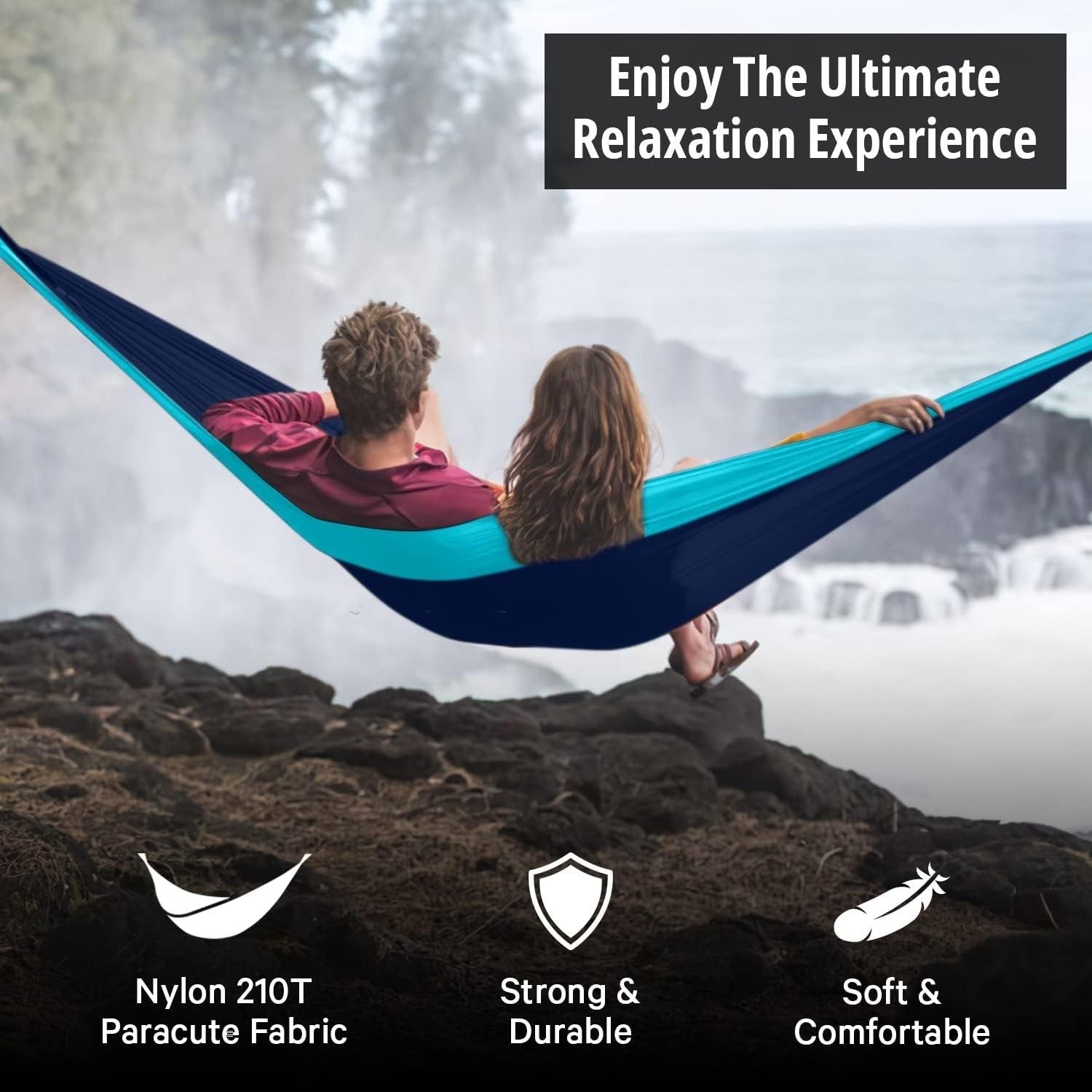 XL Double Camping Hammock | 120"x78" 500lb Nylon, Travel & Outdoor Ready