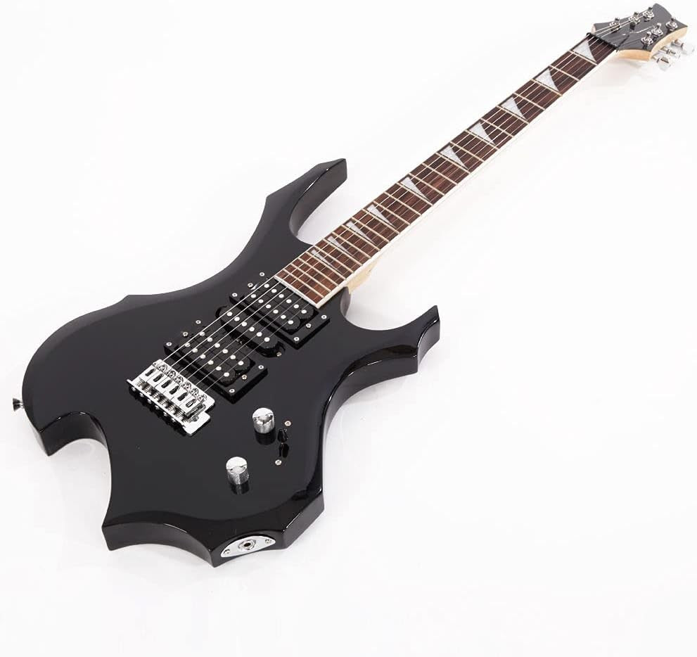 Electric Guitar Beginner Set HSH Pickups Tremolo Flame Style Black