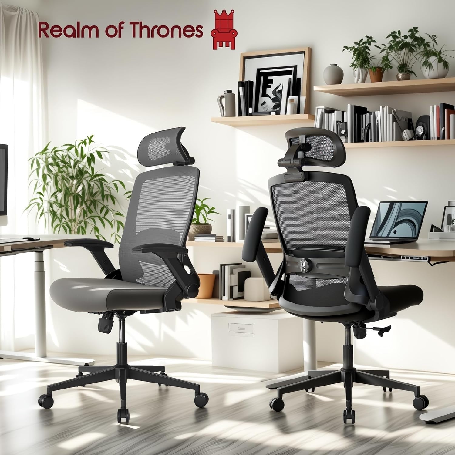 Ergonomic Office Chair Mesh Back 3D Lumbar Support Gaming Swivel Desk Seat Black