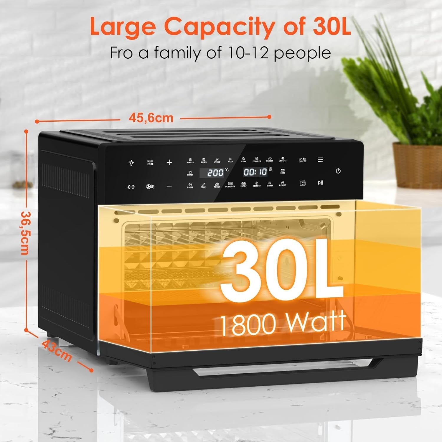 30L Air Fryer Oven XXL Rotisserie 20 Programs Touchscreen 9 Accessories 1800W