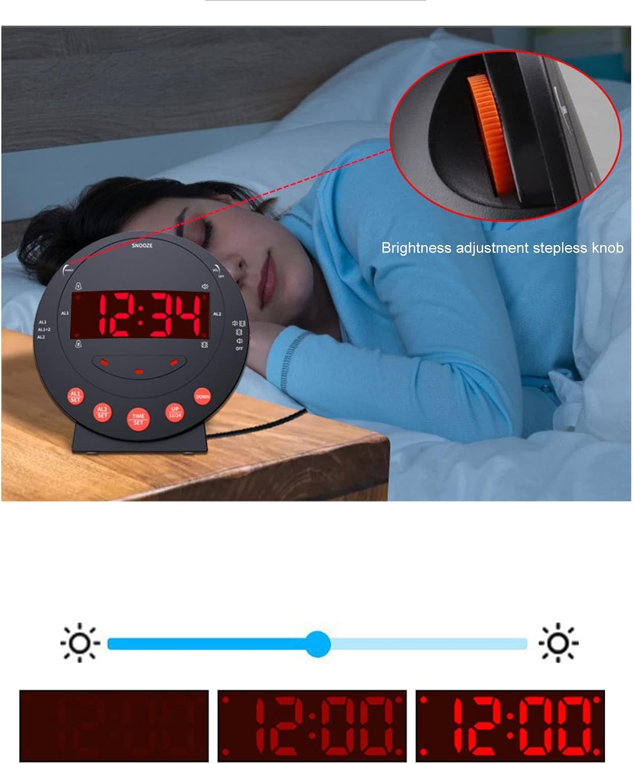 Extra Loud Alarm Clock Bed Shaker Vibrating Red LED Deaf Heavy Sleepers