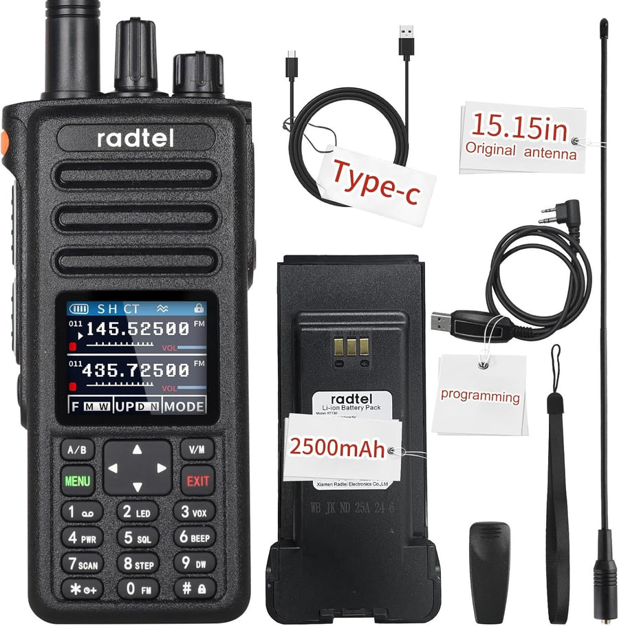 10W Ham Radio Air Band Walkie Talkie Long Range NOAA USB-C 199CH