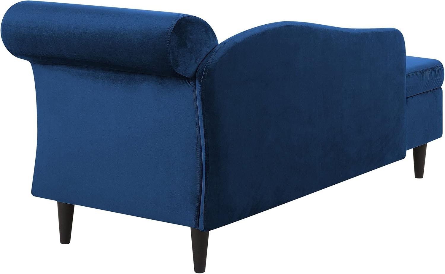 Navy Blue Velvet Right Hand Storage Chaise Lounge Solid Back Living Room