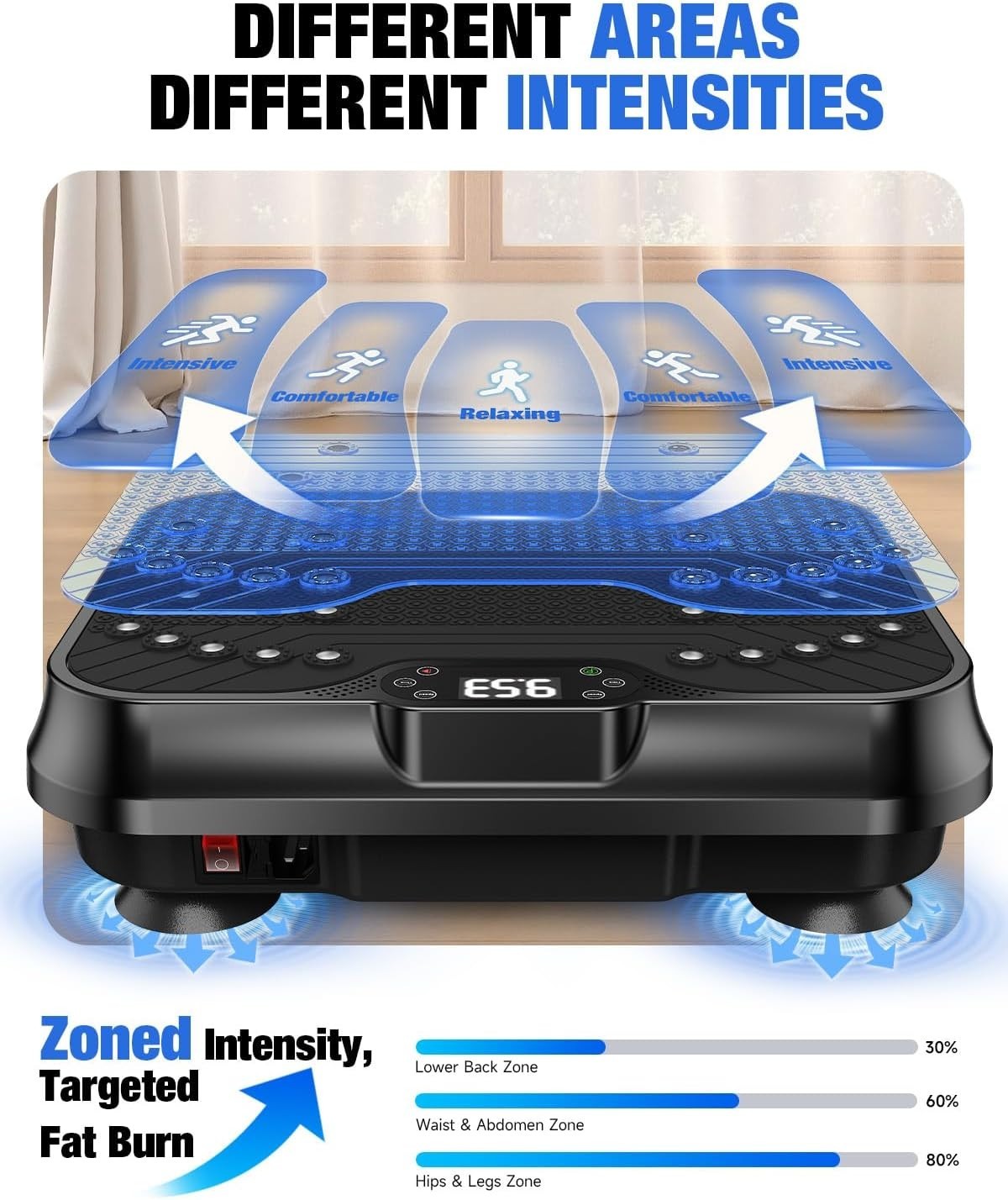 High Speed Vibration Plate Weight Loss Platform Remote Bands 450lb