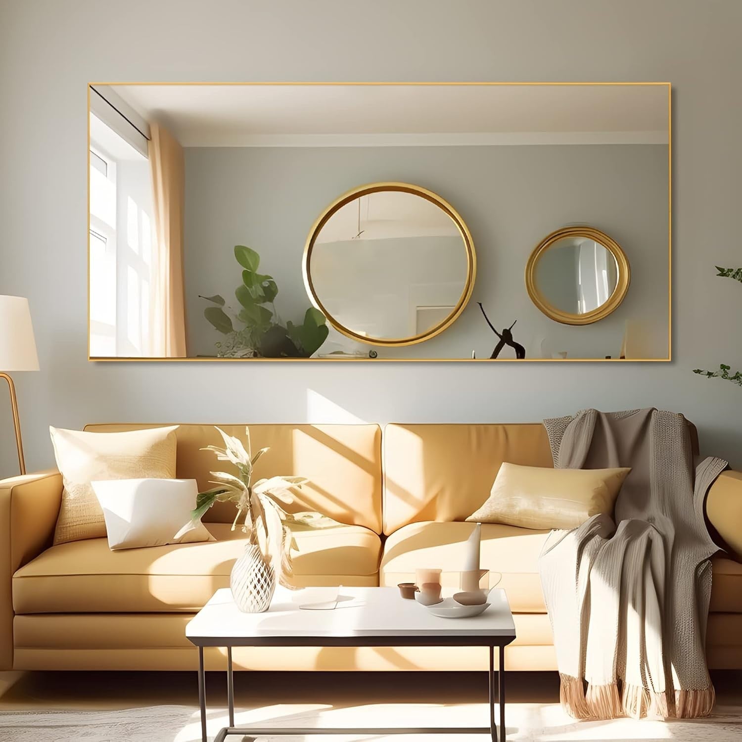 Large Full Length Mirror Gold Frame 69"x32" Wall Mount Floor Standing