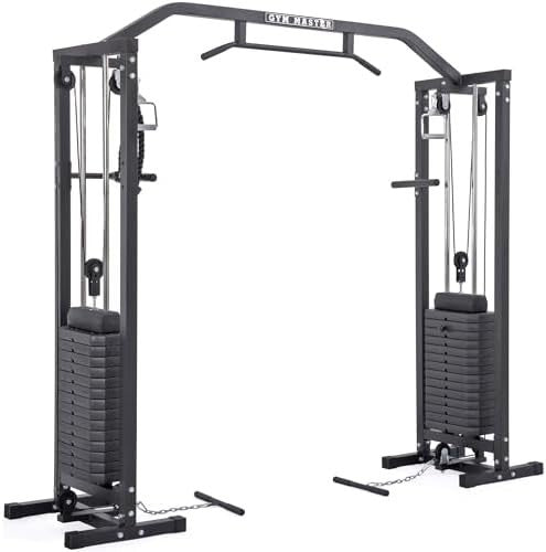 Black 180kg Cable Crossover Machine Pulley System Home Gym Pull Up Bar