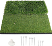 Golf Hitting Mat Double Turf Practice Trainer Indoor Outdoor Training Aid