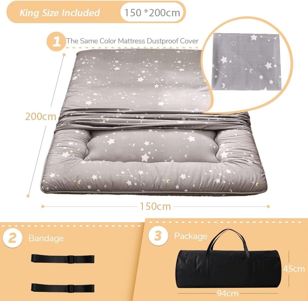 King Size Foldable Tatami Mattress Pad | Thick Memory Foam Floor Lounger Bed