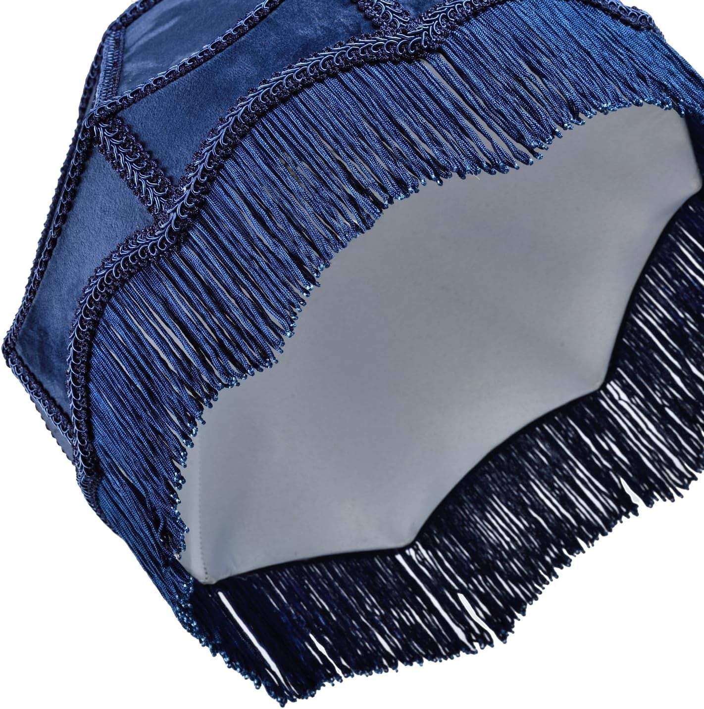 Victorian Empire Velvet Lampshade Midnight Blue Tassel Pendant 30cm