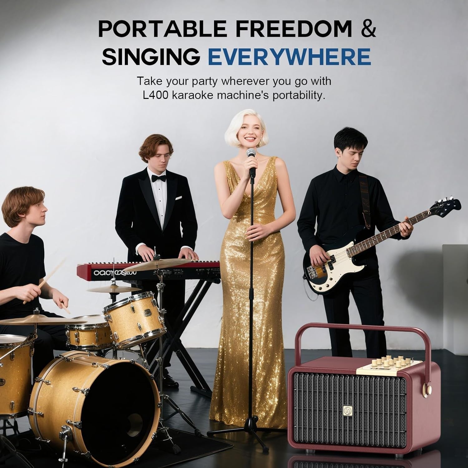 320W Peak Power Karaoke Machine Bluetooth Speaker 2 Wireless Mics