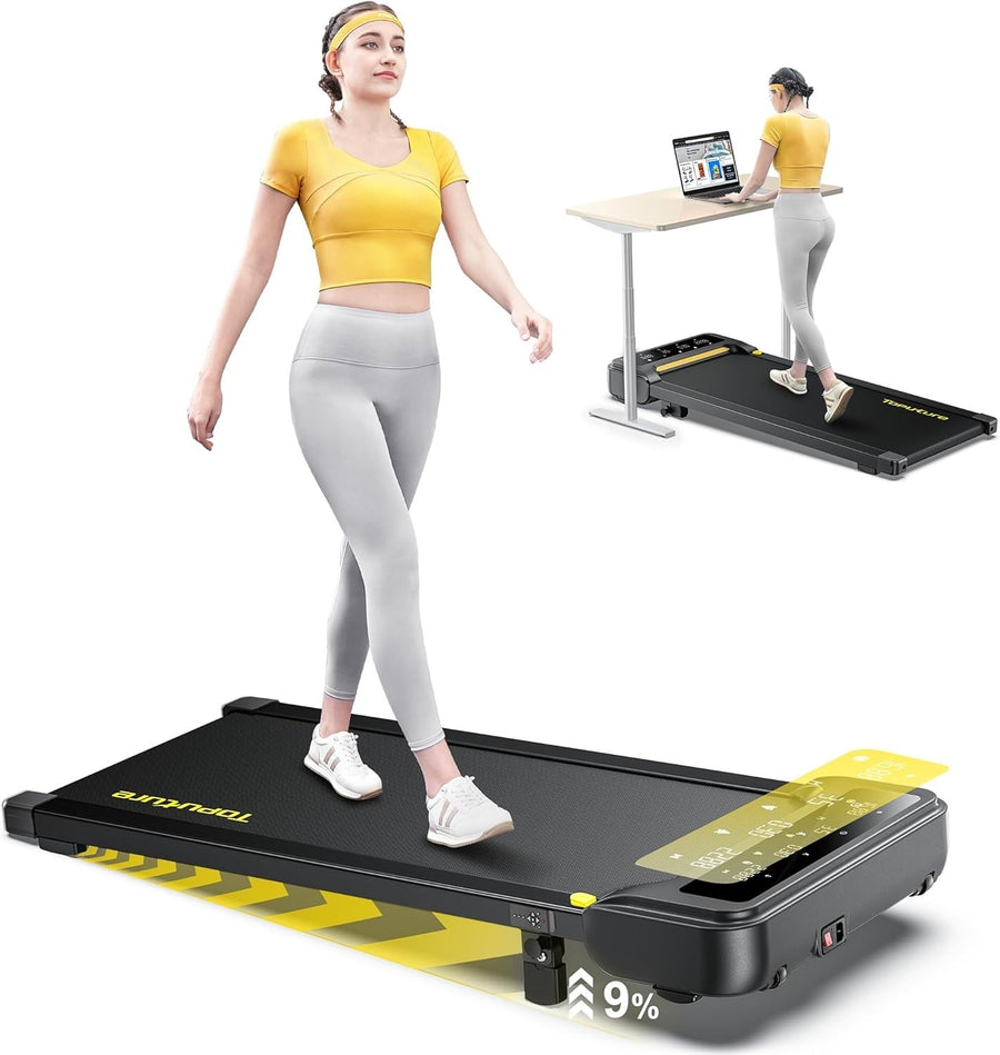 Foldable 2-in-1 Walking Pad Treadmill 9% Incline Bluetooth Home Gym