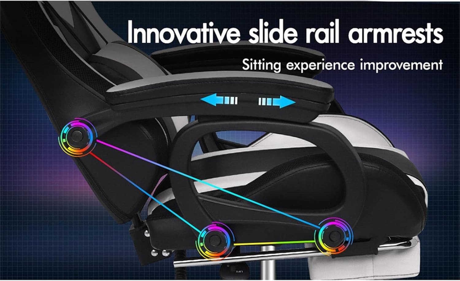 RGB LED Massage Gaming Chair Recliner w Footrest 150° High Back