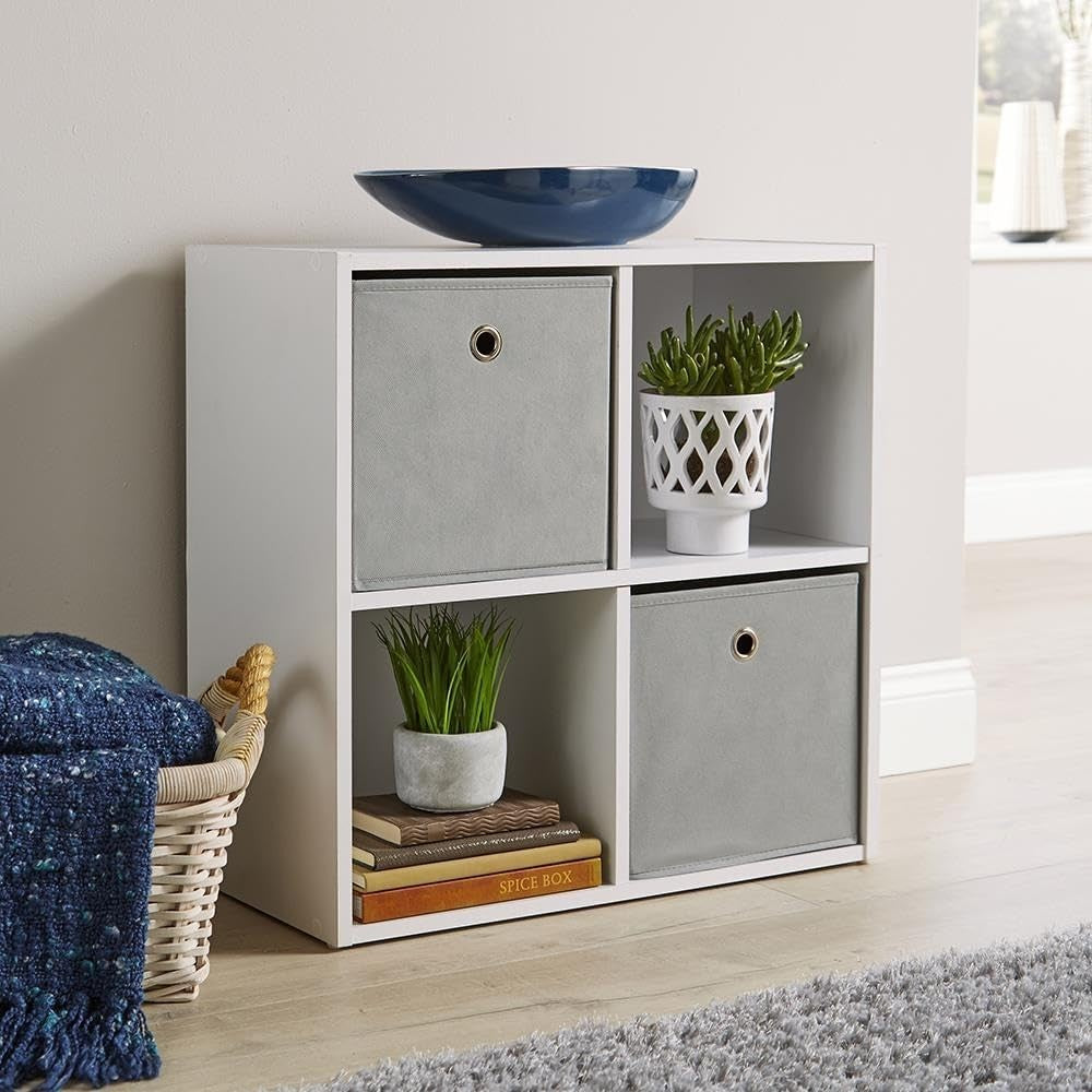 4 Cube Storage Shelf White Wooden Bookcase Display Unit 60cm