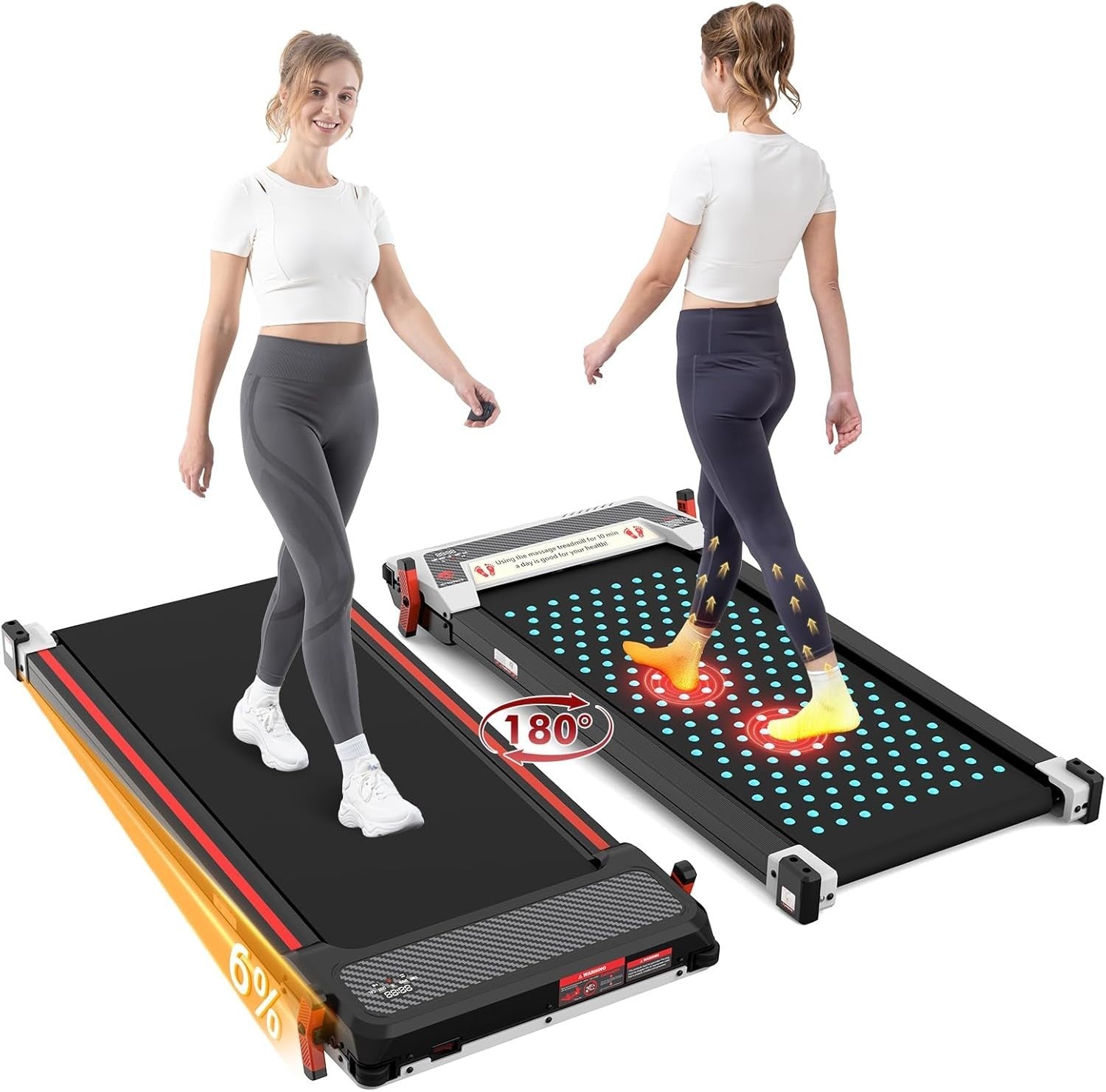 Under Desk Treadmill with Foot Massager 6% Incline LED Display Home/OfficeUnder