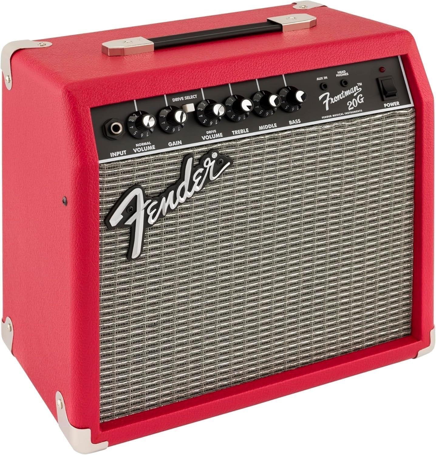 20W Electric Guitar Combo Amp Red Overdrive Headphone AUX Input Portable