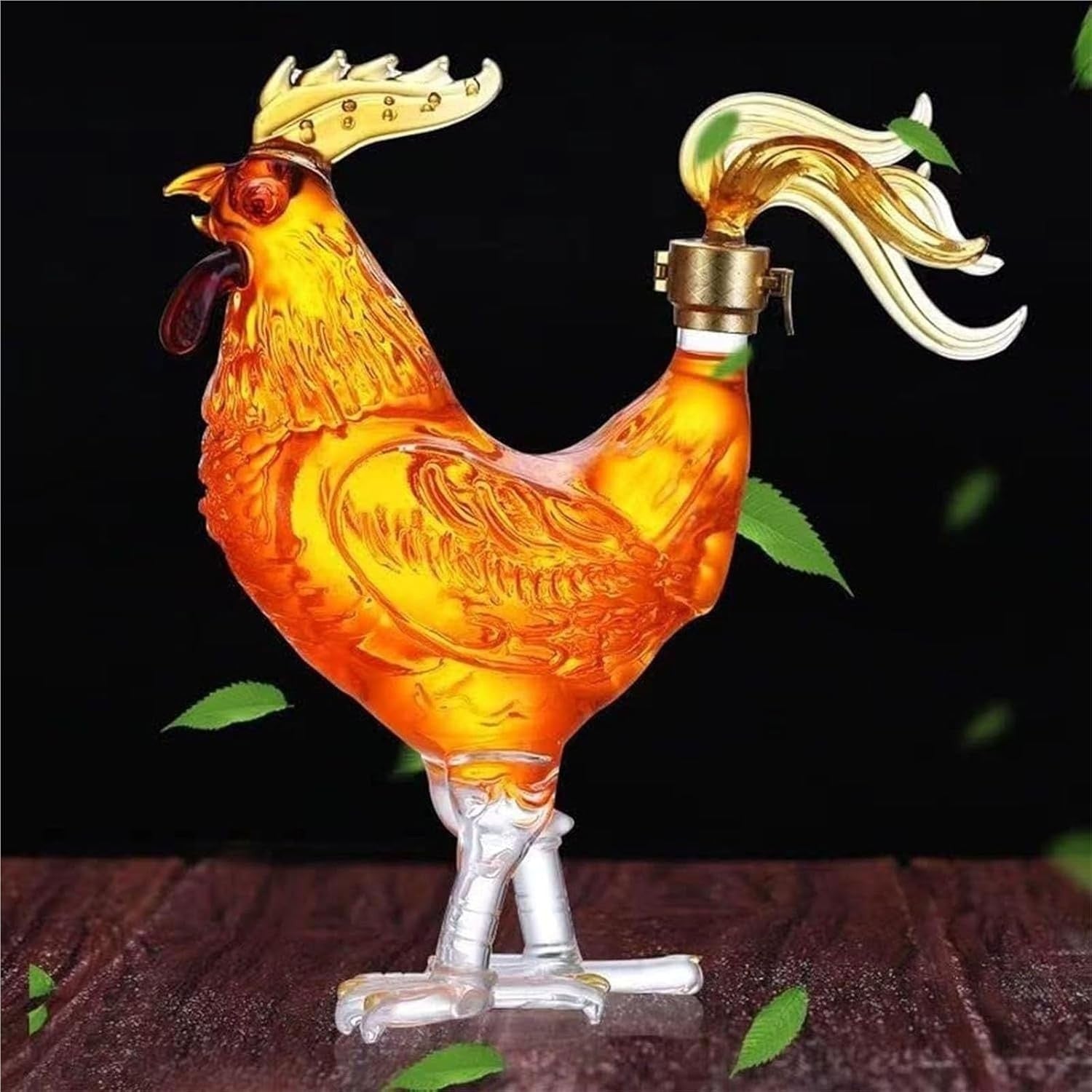 Rooster Whiskey Decanter 500ml Glass Chicken Bottle Unique Bar Gift