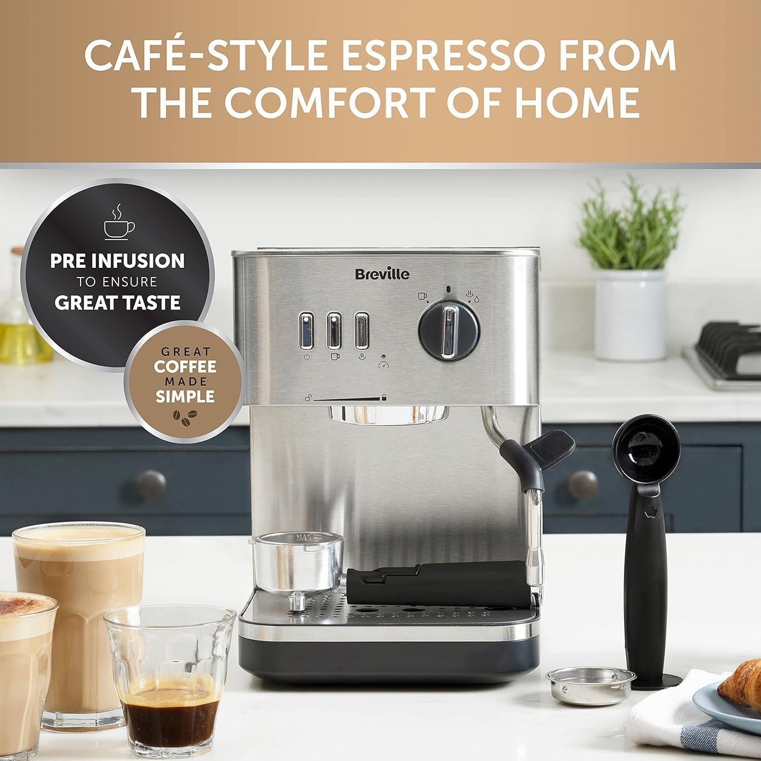 Espresso Coffee Machine | 15 Bar Pump | Steam Wand | Manual & Automatic | 1.5L