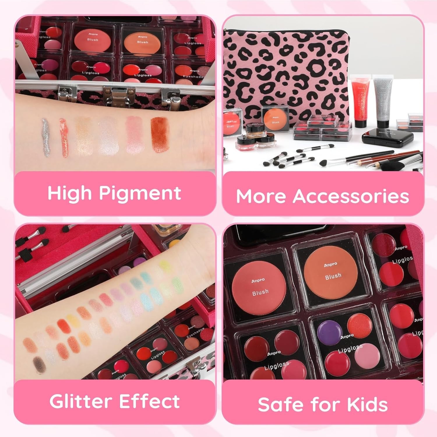 34pc All in One Makeup Kit Leopard Folding Case Set