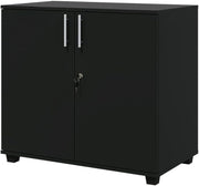 Black Lockable Lateral Filing Cabinet 2 Door Office Storage Unit