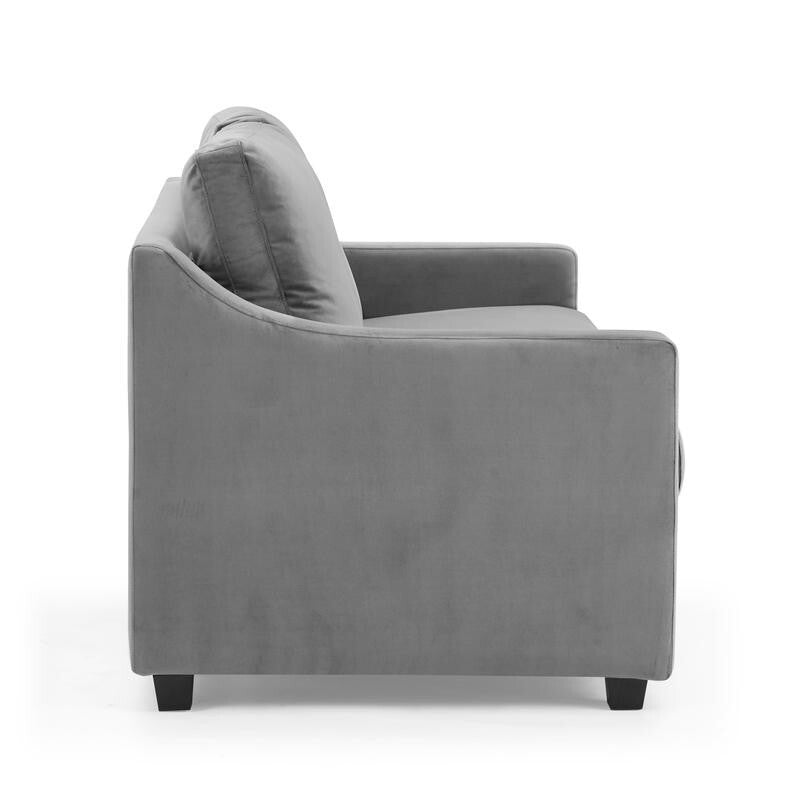 Grey Velvet Pull Out Sofa Bed with Mattress Small Double Guest Bed