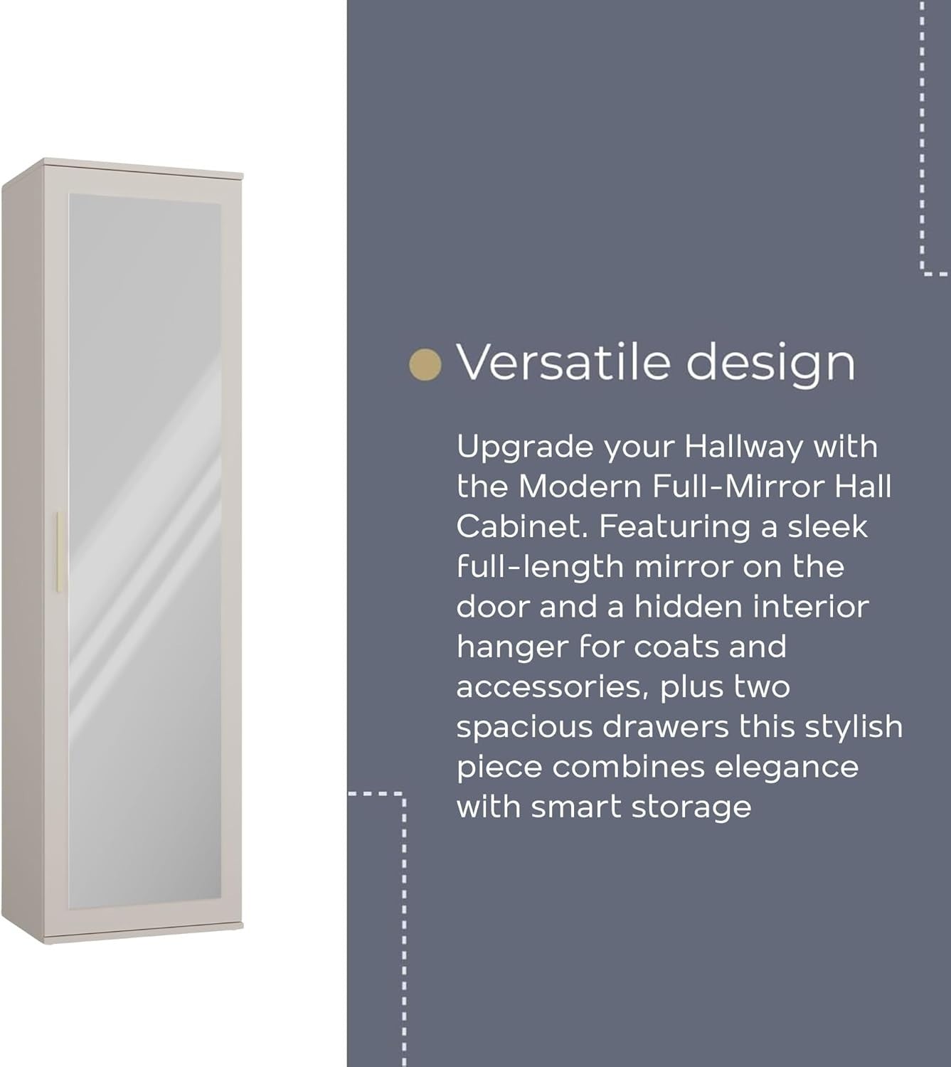 Modern Cashmere Single Wardrobe with Drawers, Hooks & Shoe Storage 180cm