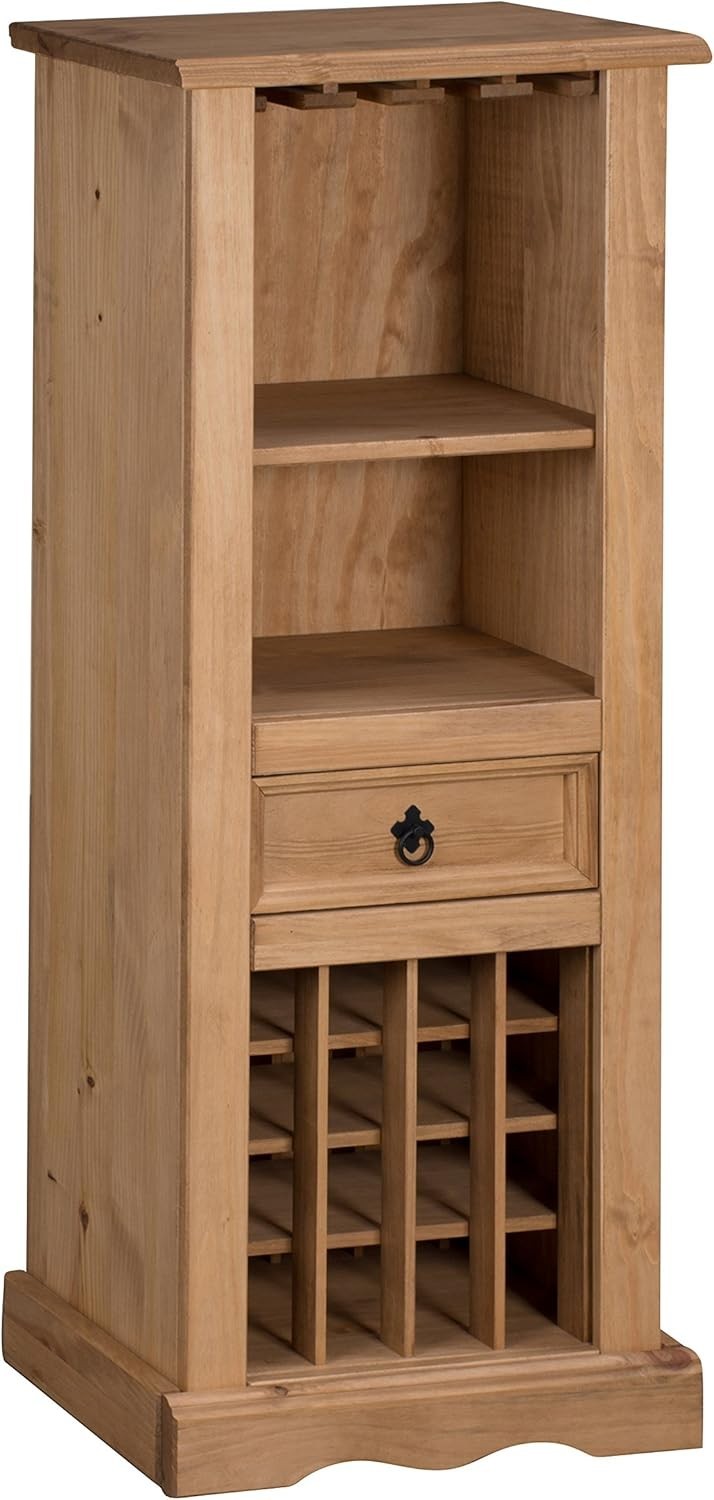 Tall Wooden Wine Rack Cabinet 16 Bottle Storage with Drawer & Shelves Home Bar