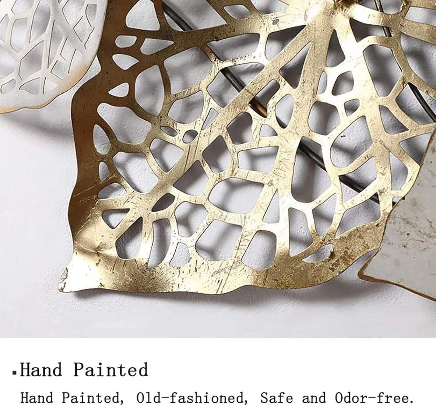 Large 3D Metal Leaf Wall Art Gold Iron Sculpture 143cm