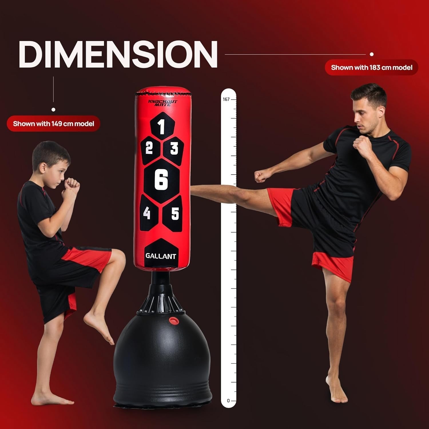 5.5ft Standing Punch Bag Pedestal Heavy Duty MMA Kickboxing Trainer