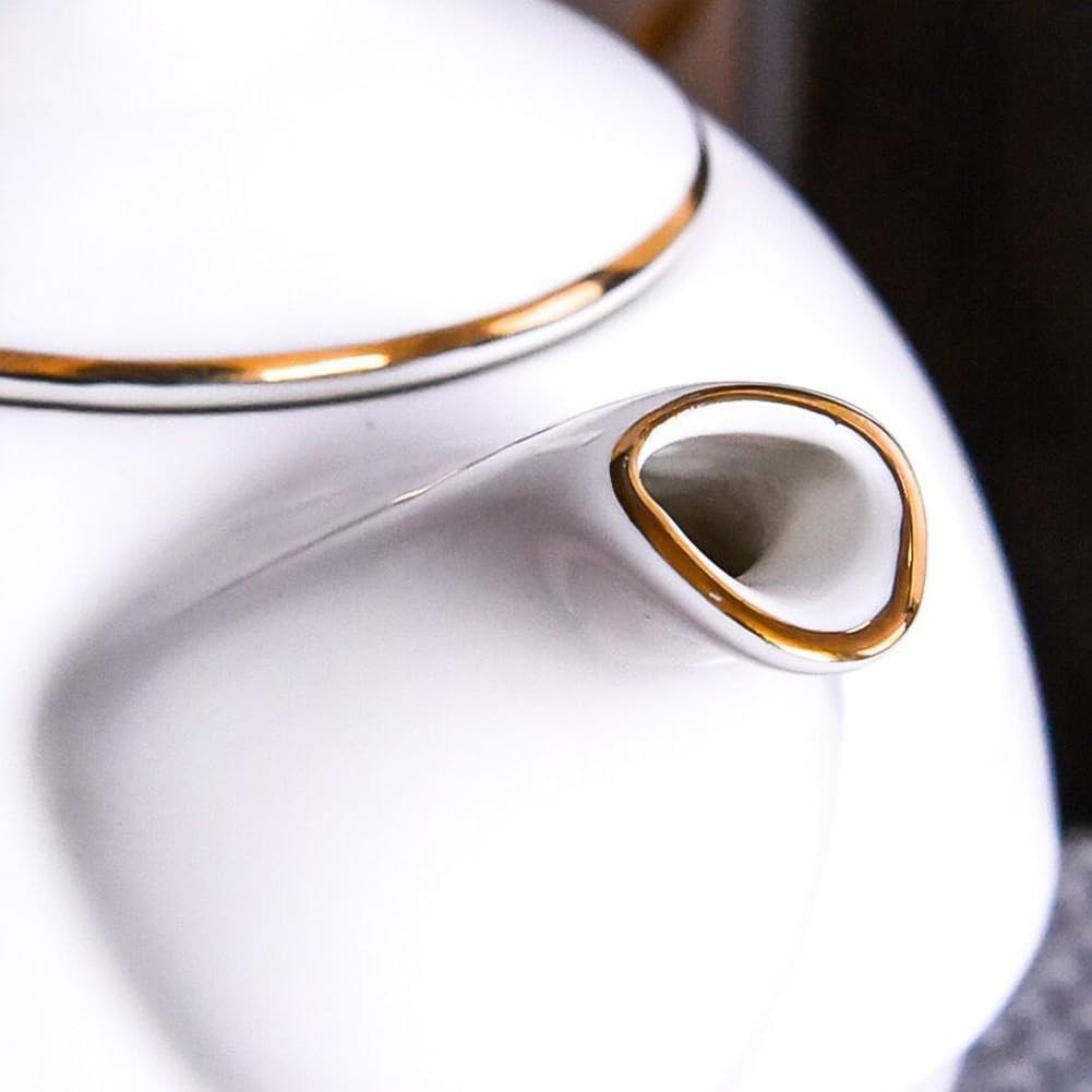 Tea For One Set Teapot Cup Saucer White Ceramic Gift Set 350ml
