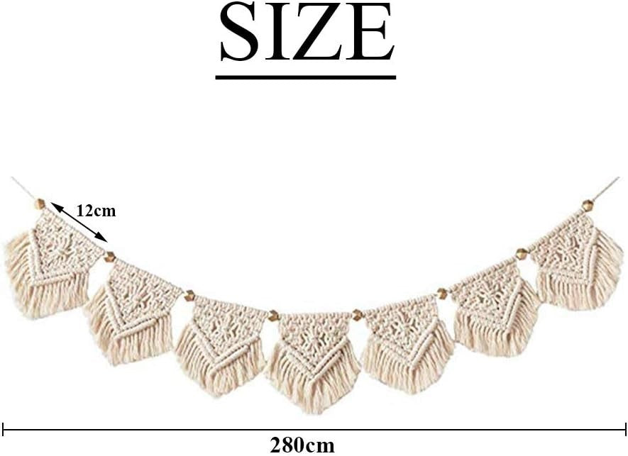 Boho Macrame Wall Hanging Garland 3m Cotton Triangle Flags
