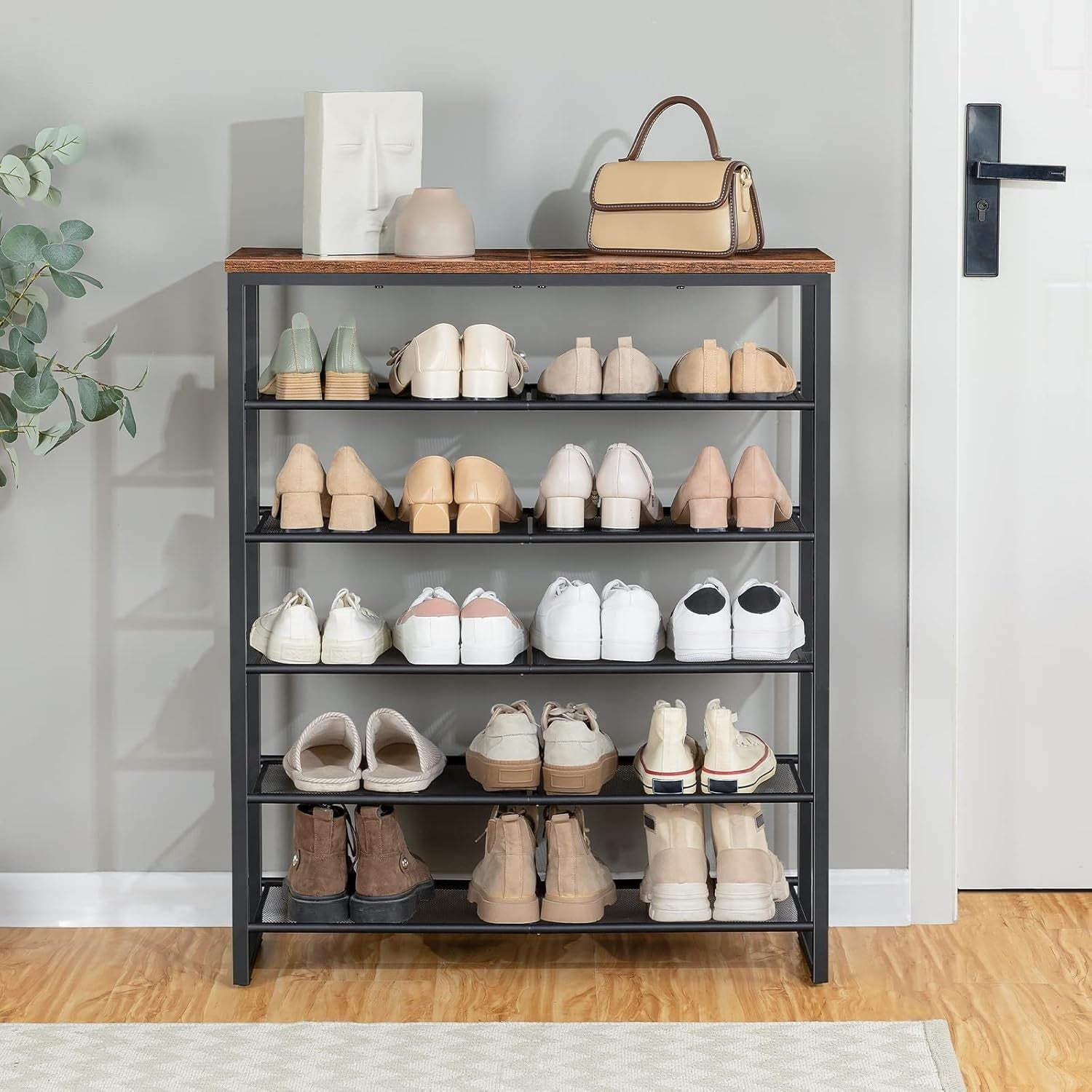 6-Tier Adjustable Shoe Rack for 18-24 Pairs, 75x28x92 cm Rustic Brown