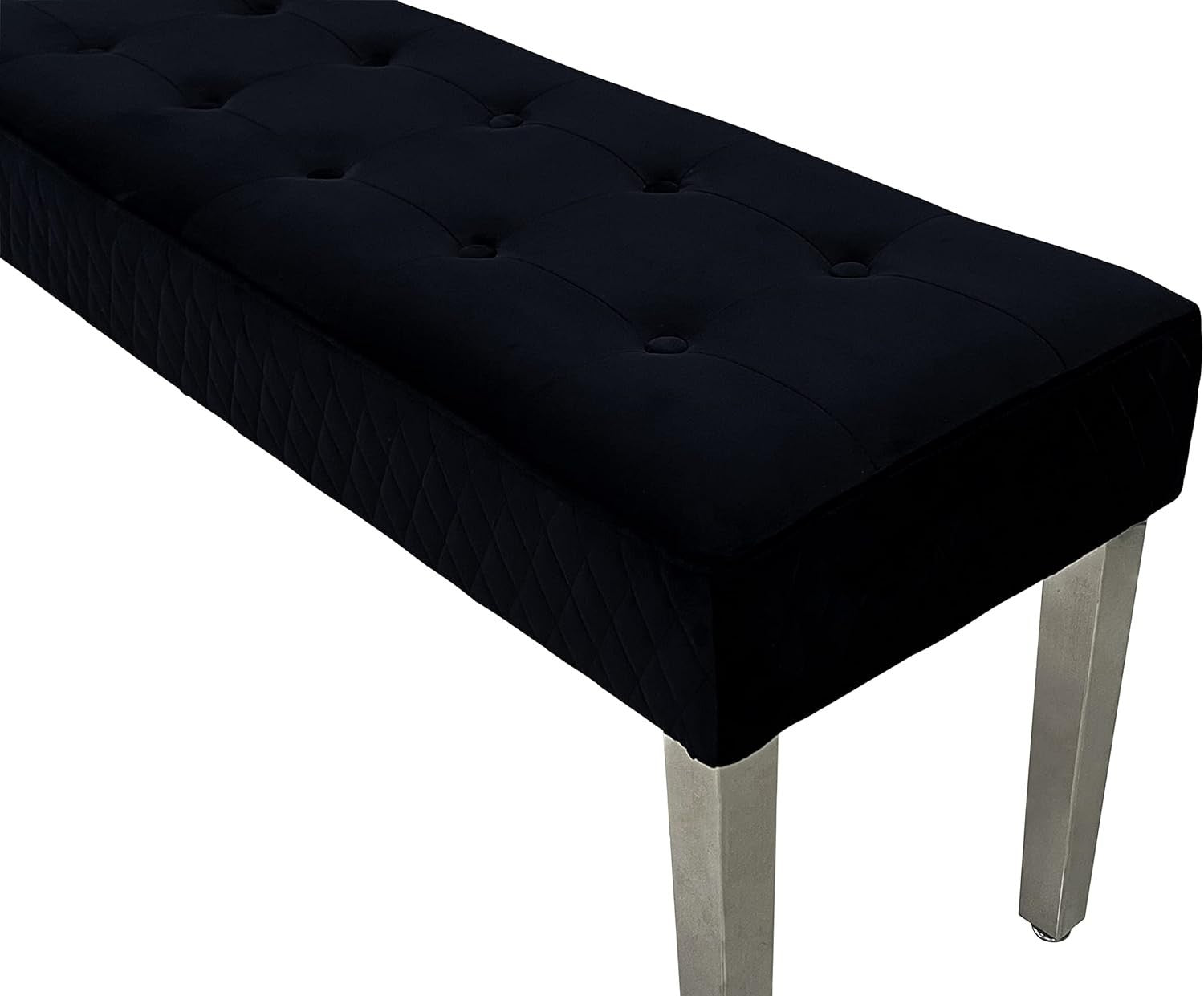 Luxury Black Velvet 3-Seater Bench Modern Upholstered Dining & Entryway Seat