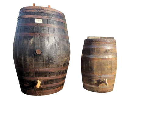 200L Oak Whiskey Barrel Water Butt with Tap, Rustic Garden Rain Collector Small