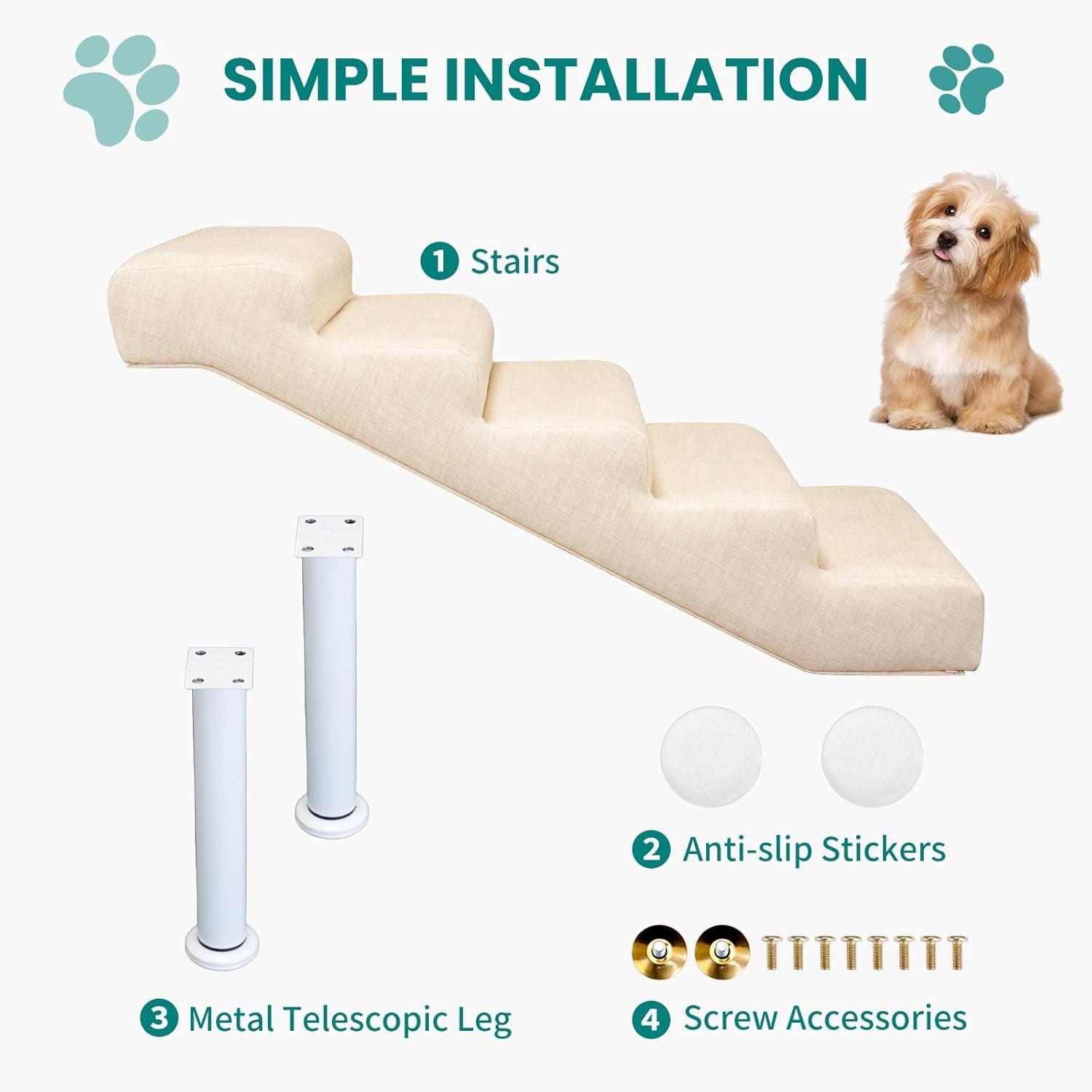 Adjustable Dog Stairs Ramp Multi-Level Pet Steps Bed Sofa L