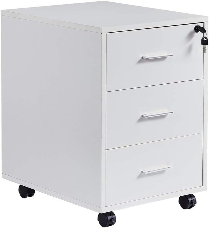 Locking Rolling Desk Pedestal 3 Drawer Under Desk File Storage Unit