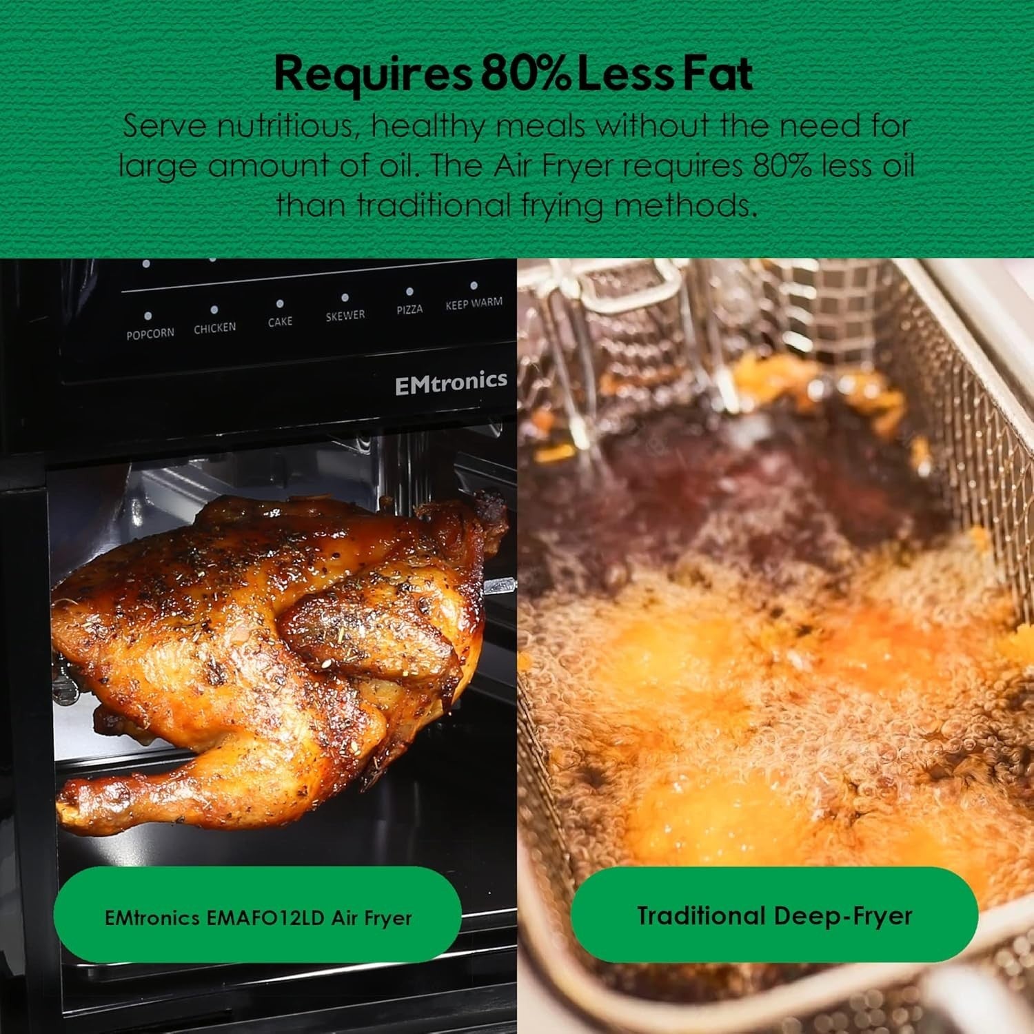 12L Air Fryer Oven Rotisserie Grill | 16 Presets | Healthy Oil-Free Cooking Blac