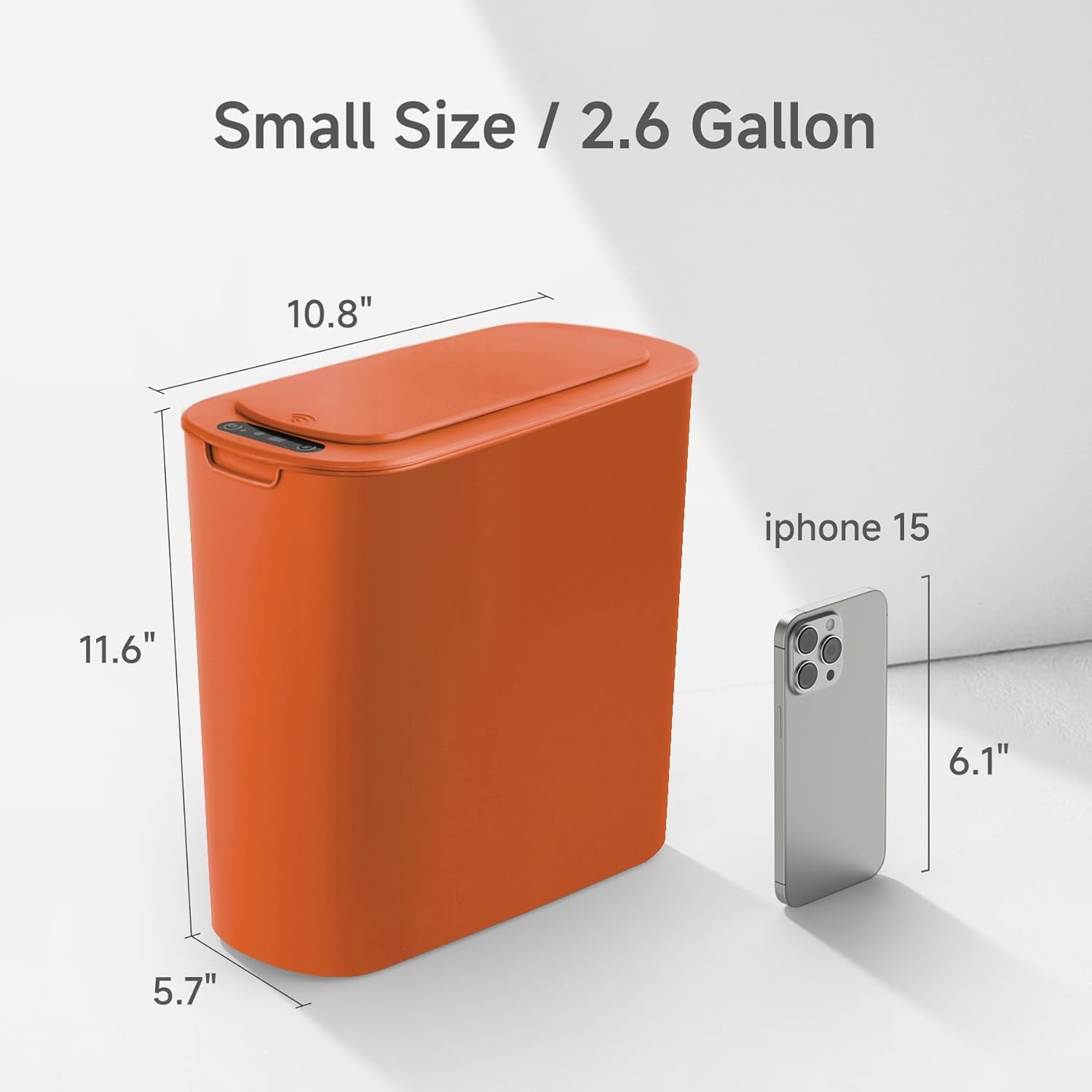 Automatic Touchless Bathroom Bin 2.6 Gallon Slim Motion Sensor Orange