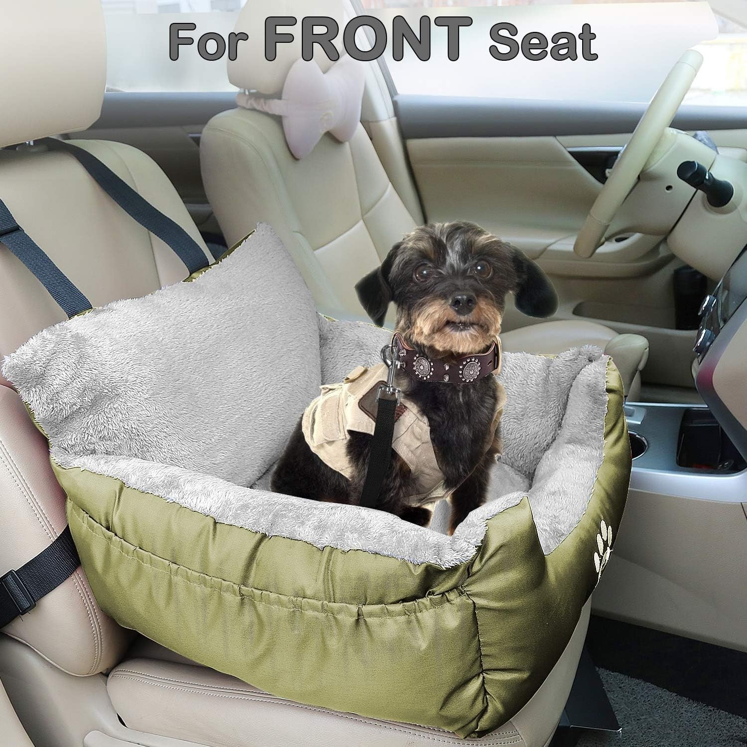 Dog Car Booster Seat Plush Travel Bed Safety Leash Waterproof 35lb