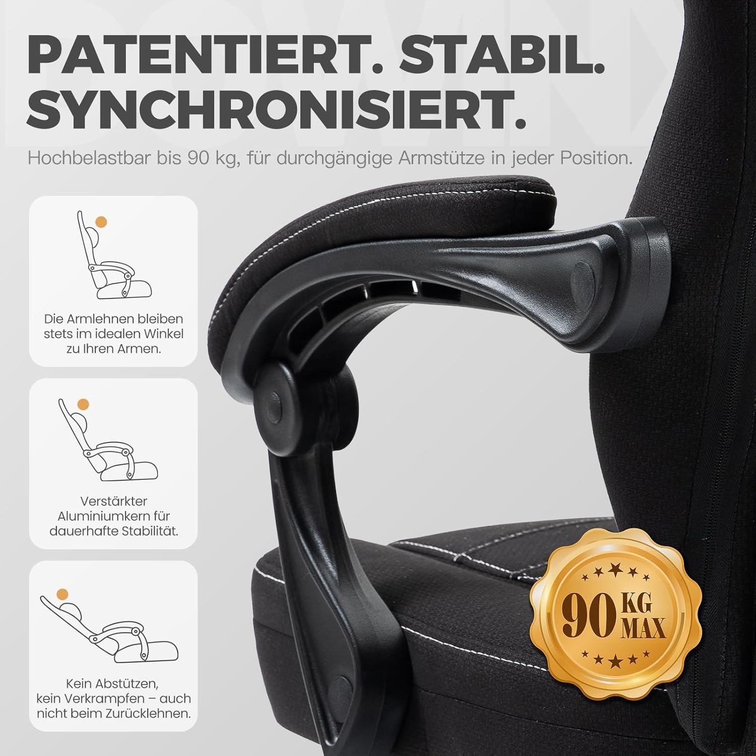 Massage Gaming Chair Fabric Recliner w/ Footrest 150kg Pocket