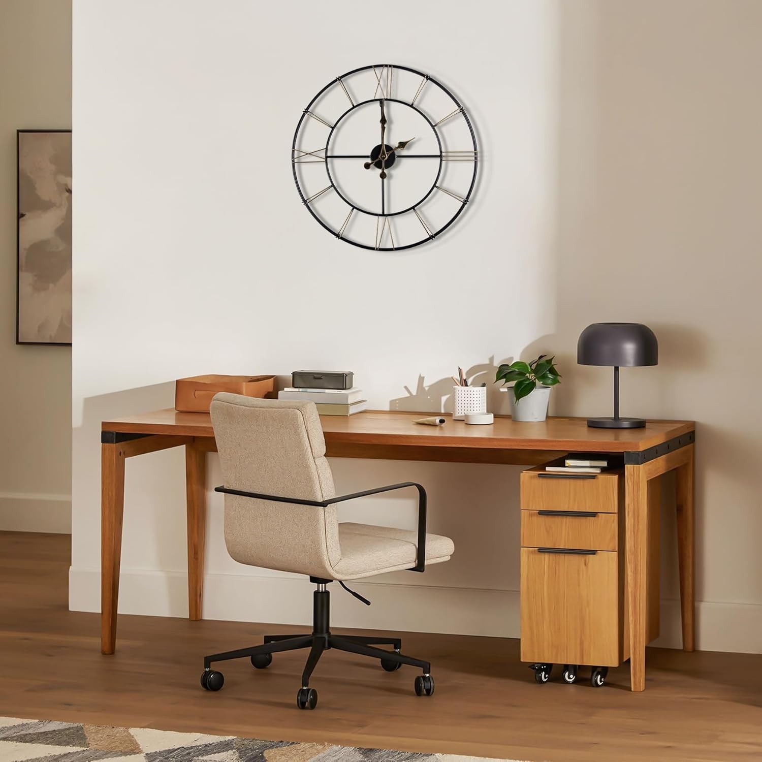 Modern 40cm Metal Wall Clock Silent Roman Numeral Skeleton Home Decor