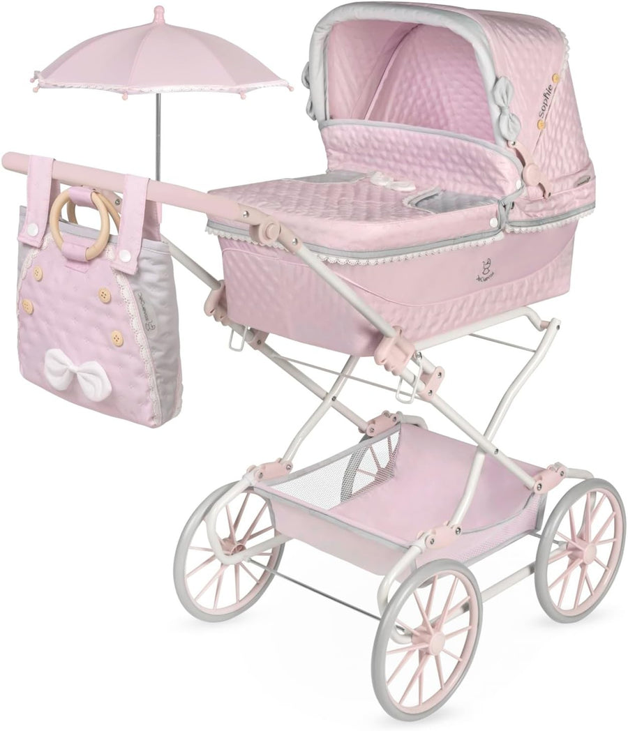 Folding Dolls Pram Pushchair Adjustable Handle Parasol Lightweight