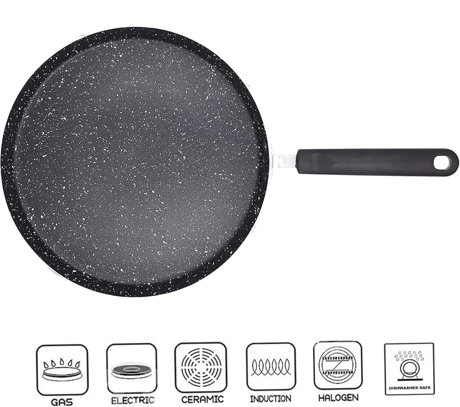 24cm Non-Stick Tawa Roti Chapati Dosa Marble Coated Flat Pan Gas Induction